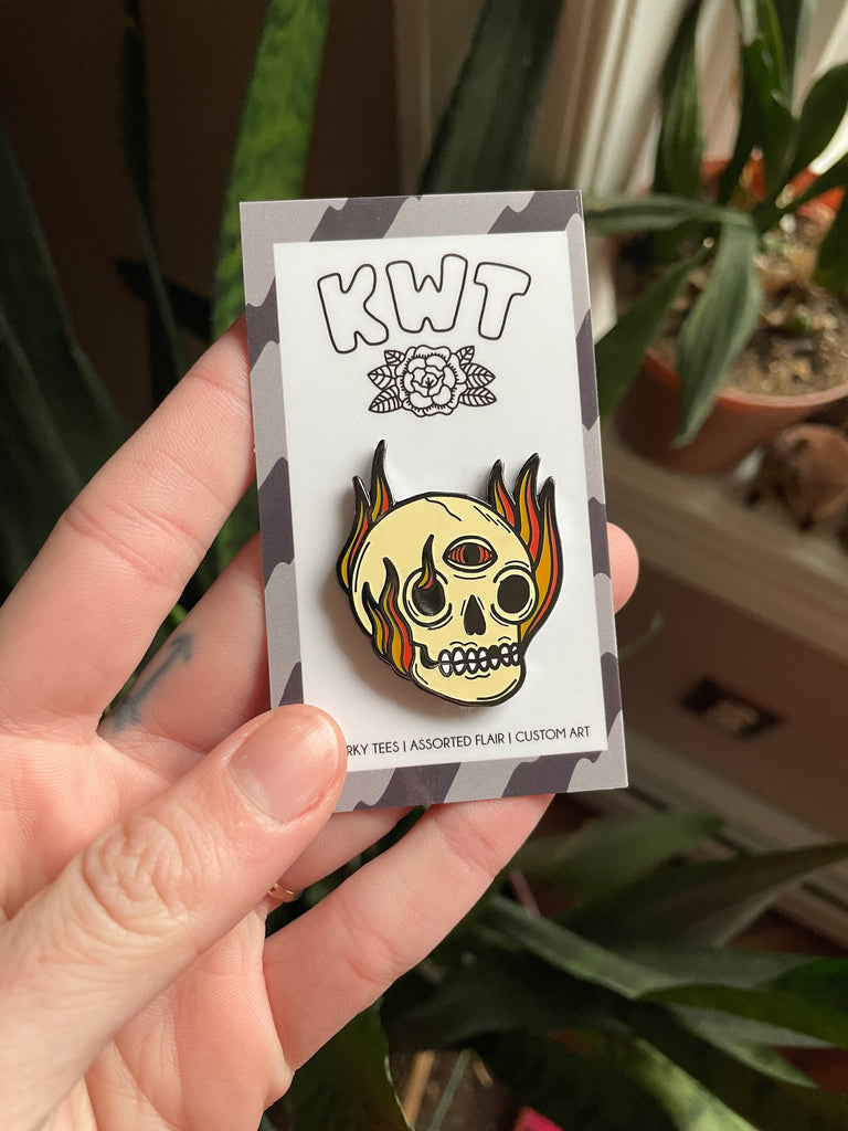 Fire Skull Enamel Pin