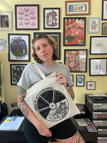 Bury Me With My Records Tote Bag