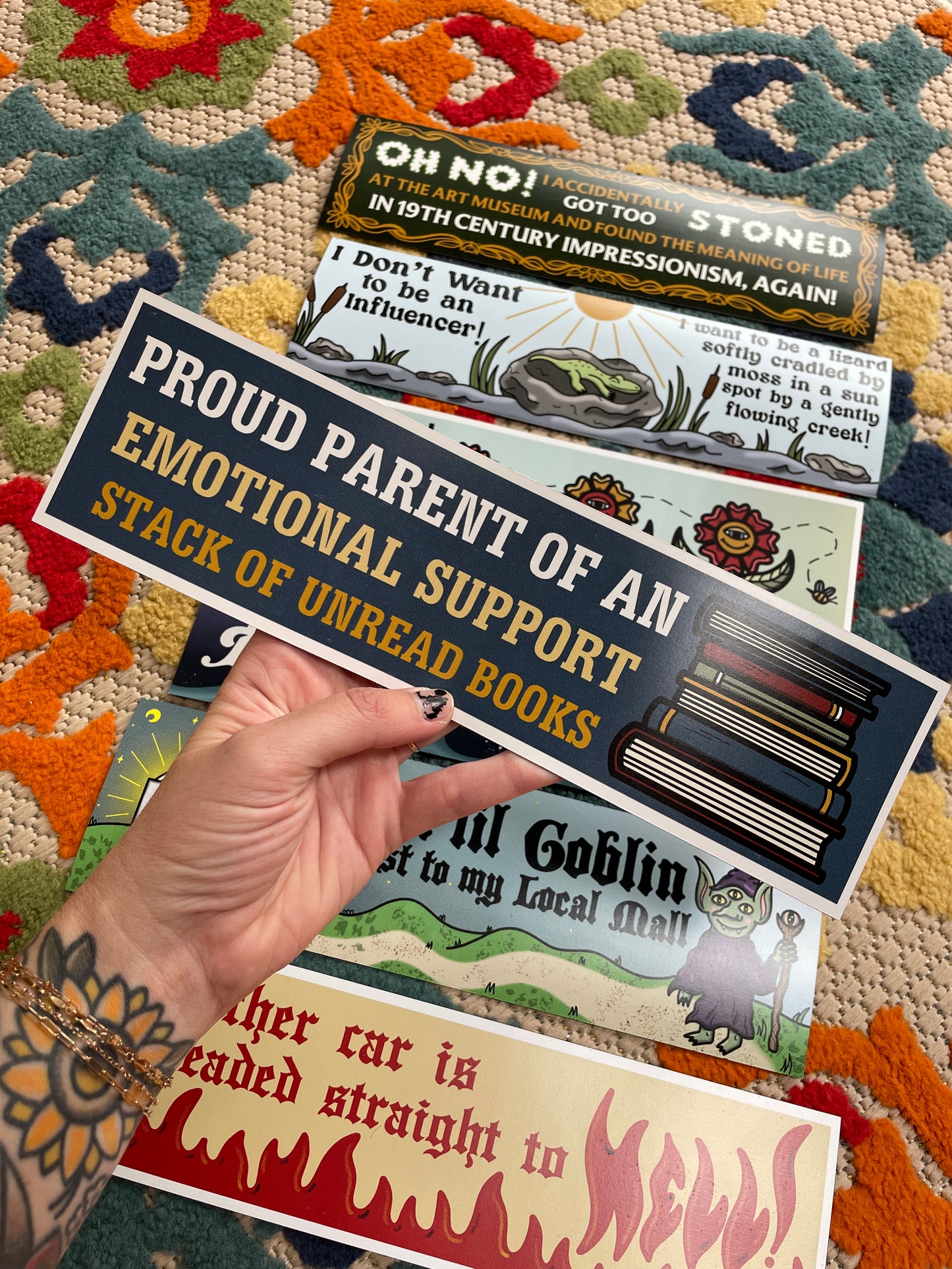 Emotional Support Books Car Bumper Magnet