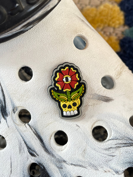 Skull Flower Shoe Charm